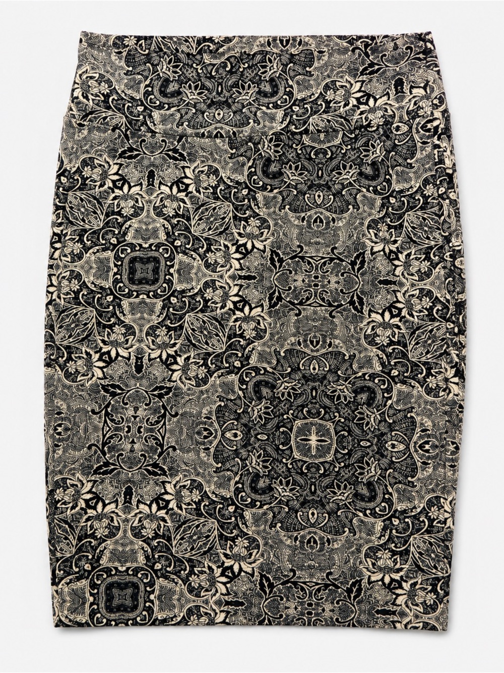 LuLaRoe Black and Cream Paisley Pencil Skirt